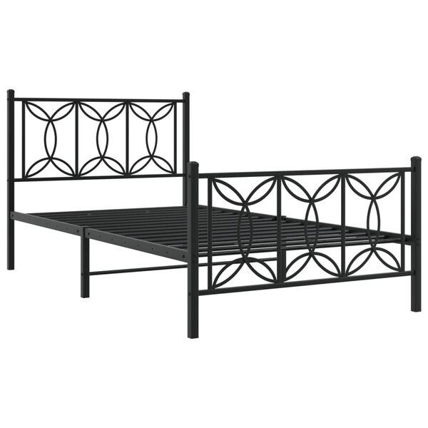 vidaXL Bed Frame Black Steel Twin Bed Frame Rectangular Modern