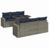 vidaXL 7 Piece Patio Sofa Set with Cushions Gray Poly Rattan Acacia