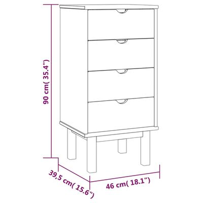 vidaXL Drawer Cabinet OTTA Brown&White 18.1"x15.6"x35.4" Solid Wood Pine