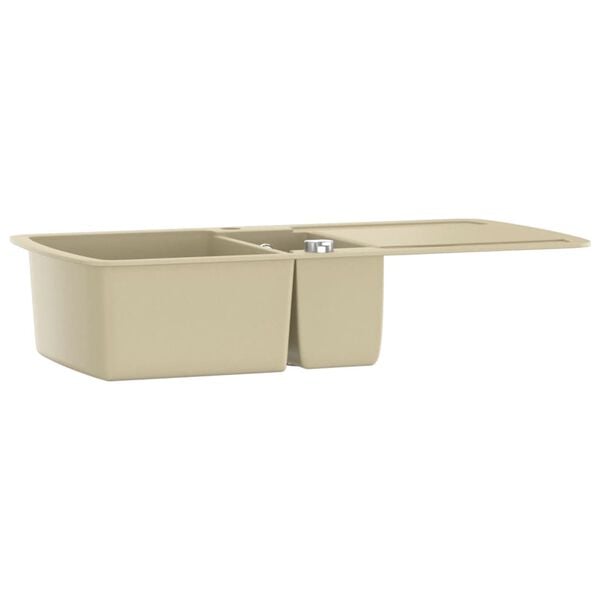 vidaXL Granite Kitchen Sink Double Basins Beige