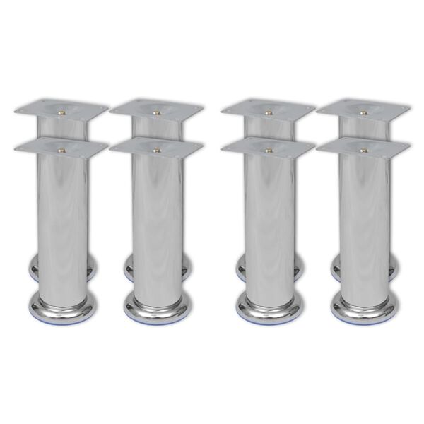 vidaXL Sofa Leg Set of 8 Chrome Iron 7.1 in Durable Sofa Legs