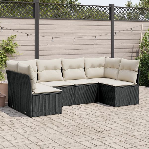 vidaXL Garden Sofa Set Black, Cream White