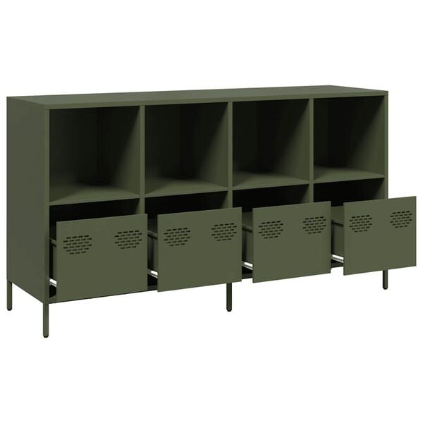 vidaXL Sideboard Olive Green Cold-Rolled Steel 53.1 x 15.4 x 28.9 in