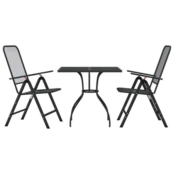 vidaXL Garden Dining Set Anthracite Metal Mesh Medium Foldable