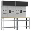 vidaXL Work Bench Set with Shelf 8 pcs Gray 200 x 55 x 200 cm Steel