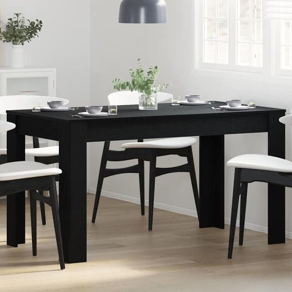 vidaXL Dining Table Black Oak 55.12 x 29.33 x 29.92 in Poly Rattan