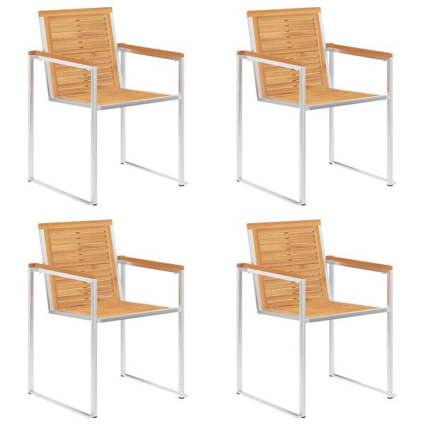 vidaXL Patio Chairs 4 pcs with Cushions Solid Teak Wood