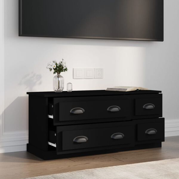 vidaXL TV Cabinet Black Engineered wood Compact TV Cabinet Rectangular