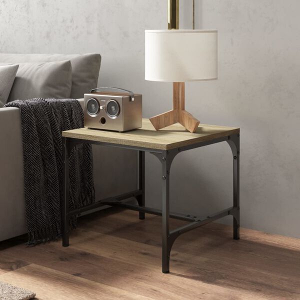 vidaXL Side Table Sonoma Oak Engineered Wood, Steel Small
