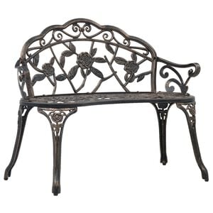 vidaXL Bistro Bench Bronze Cast Aluminum, Cast Iron Medium Sturdy