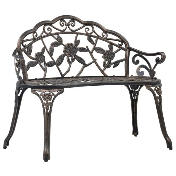 vidaXL Bistro Bench Bronze Cast Aluminum, Cast Iron Medium Sturdy