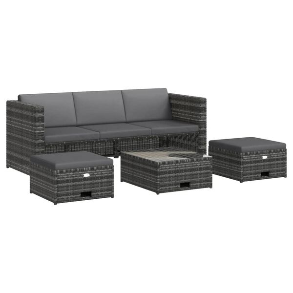 vidaXL Garden Sofa Set Grey and Dark Grey