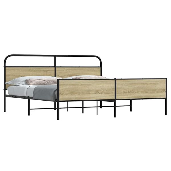 vidaXL Bed Frame Sonoma oak Steel Full Bed Frame Rectangular
