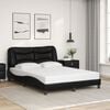 vidaXL Bed Frame Black Faux leather, metal, solid pine wood, plywood