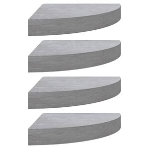 vidaXL Wall Corner Shelf Set of 4 Concrete grey Honeycomb MDF, Metal