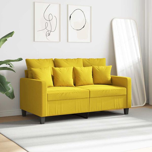 vidaXL 2-seater Sofa Light yellow 100% polyester, metal, textilene