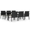 vidaXL Dining Set Black Poly rattan Large Stackable Dining Set