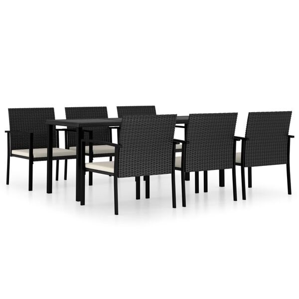 vidaXL Dining Set Black Poly rattan Large Stackable Dining Set
