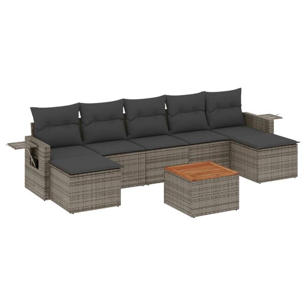 vidaXL Garden Sofa Set Grey PE rattan Medium Modular Garden Sofa Set