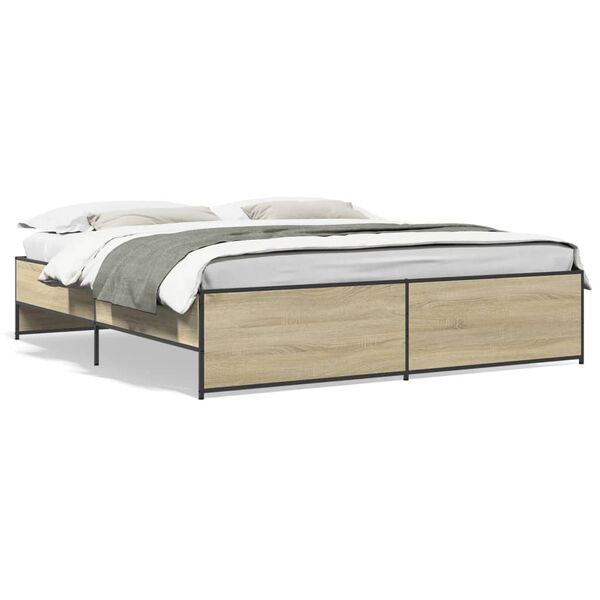vidaXL Bed Frame Sonoma oak Engineered wood Double Durable Bed Frame