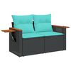vidaXL Patio Sofa Set Black, Blue (Cushions)