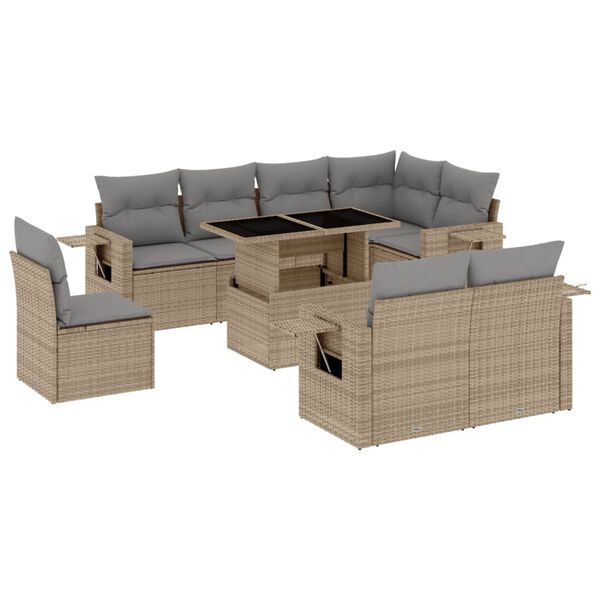 vidaXL Garden Sofa Set Beige, Light Grey