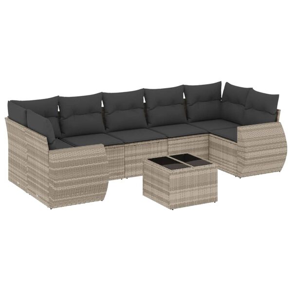 vidaXL Garden Sofa Set Light Grey PE rattan Large Modular