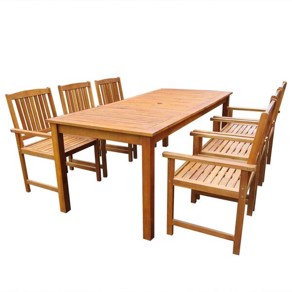 vidaXL Outdoor Table And Chair Brown Solid acacia wood Standard Durable