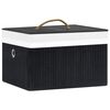 vidaXL Storage Box Set of 4 Black Bamboo, Fabric Medium Collapsible