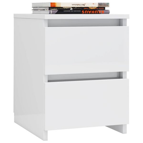 vidaXL Bedside Cabinet High gloss white Engineered wood Small