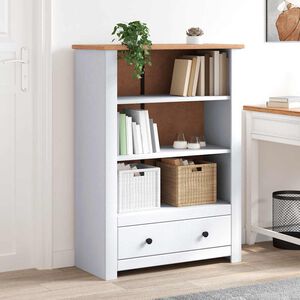vidaXL Bookcase White and natural wood Solid pine wood Medium Bookcase