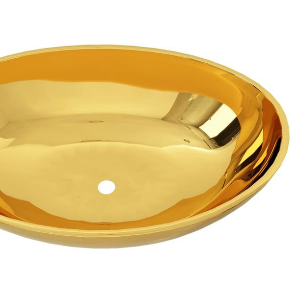 vidaXL Wash Basin 15.7x13.0x5.3" Ceramic Gold