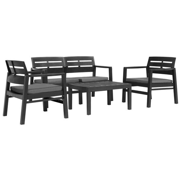 vidaXL Patio Lounge Set Set of 4 Anthracite Plastic Medium Lightweight