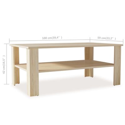 vidaXL Coffee Table Engineered Wood 39.4"x23.2"x16.5" Oak