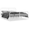 vidaXL Bed Frame White Steel Full Bed Frame Rectangular Modern