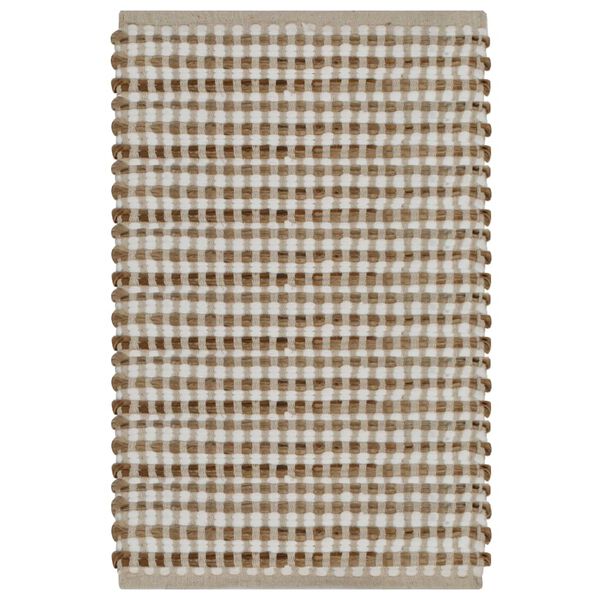vidaXL Bath Mat Set Natural and White 45% Polyester, 45% Jute, 10% Cotton