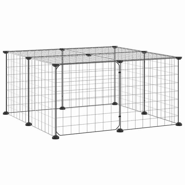 vidaXL Pet Cage Black Powder-coated steel Adjustable Expandable