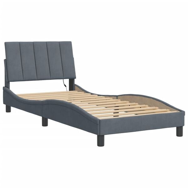 vidaXL Bed Frame Dark Grey Velvet Single Bed Frame Rectangular