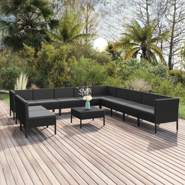 vidaXL Garden Lounge Set Black