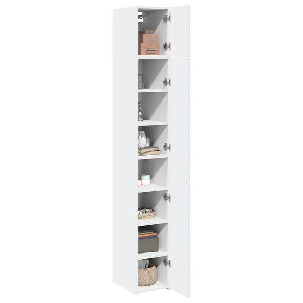 vidaXL Slim Storage Cabinet White 11.8"x16.7"x88.6" Engineered Wood