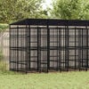 vidaXL Dog Kennel Black Powder-coated Steel Large Durable Dog Kennel