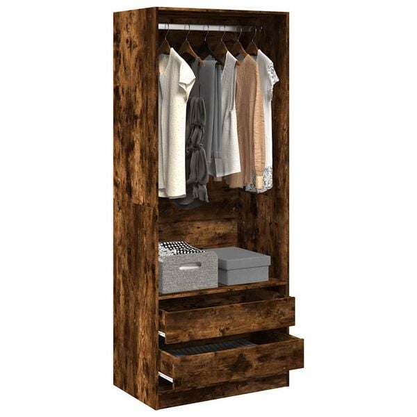 vidaXL Wardrobe Smoked Oak Engineered Wood 31.5 x 19.7 x 78.7 in