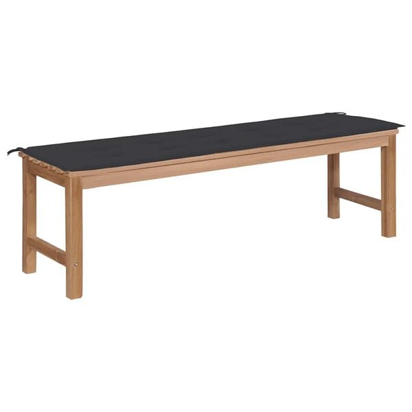 vidaXL Patio Bench with Black Cushion 23.3" Solid Teak Wood