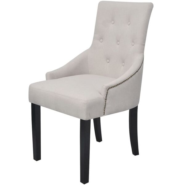 vidaXL Dining Chairs Set of 4 Cream Grey Polyester Standard Tough