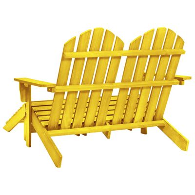 vidaXL 2-Seater Patio Adirondack Chair&Ottoman Fir Wood Yellow