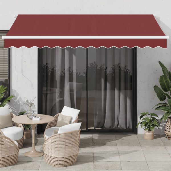 vidaXL Retractable Awning Burgundy, White