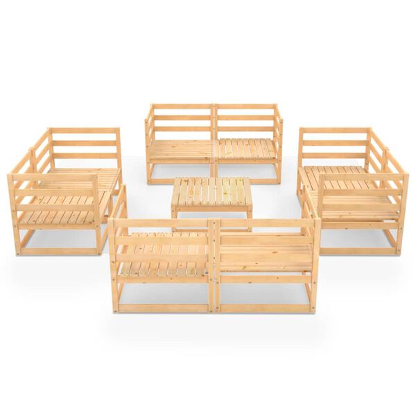 vidaXL Garden Lounge Set Natural Wood Solid Pinewood 9 Piece Set Modular