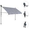 vidaXL Retractable Awning Blue and White Polyester with PU coating, Steel