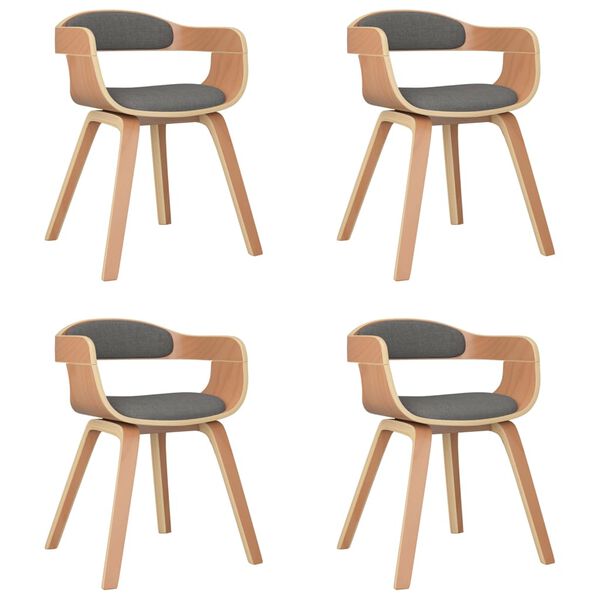 vidaXL Dining Chair Set of 4 Light gray and natural