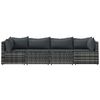 vidaXL Patio Lounge Set Gray PE rattan, powder-coated steel, polyester